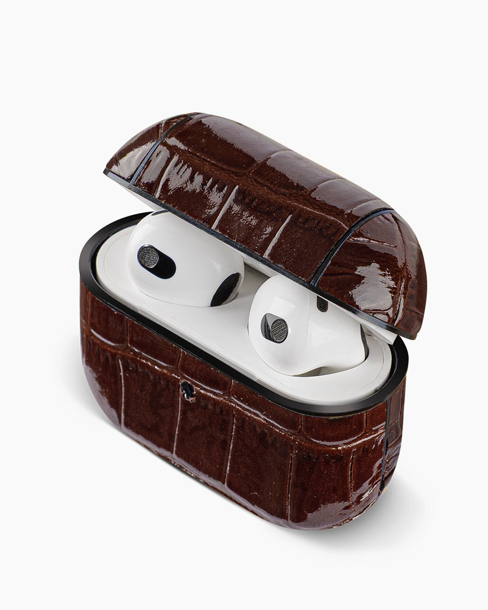 Deri AirPods Kılıfı | Kahve Rugan Croco