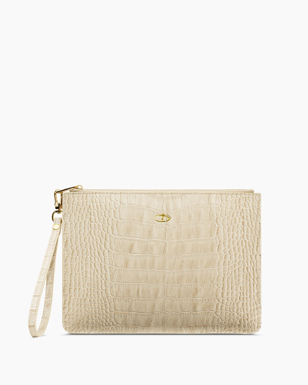 Deri Clutch Çanta | Bej Croco