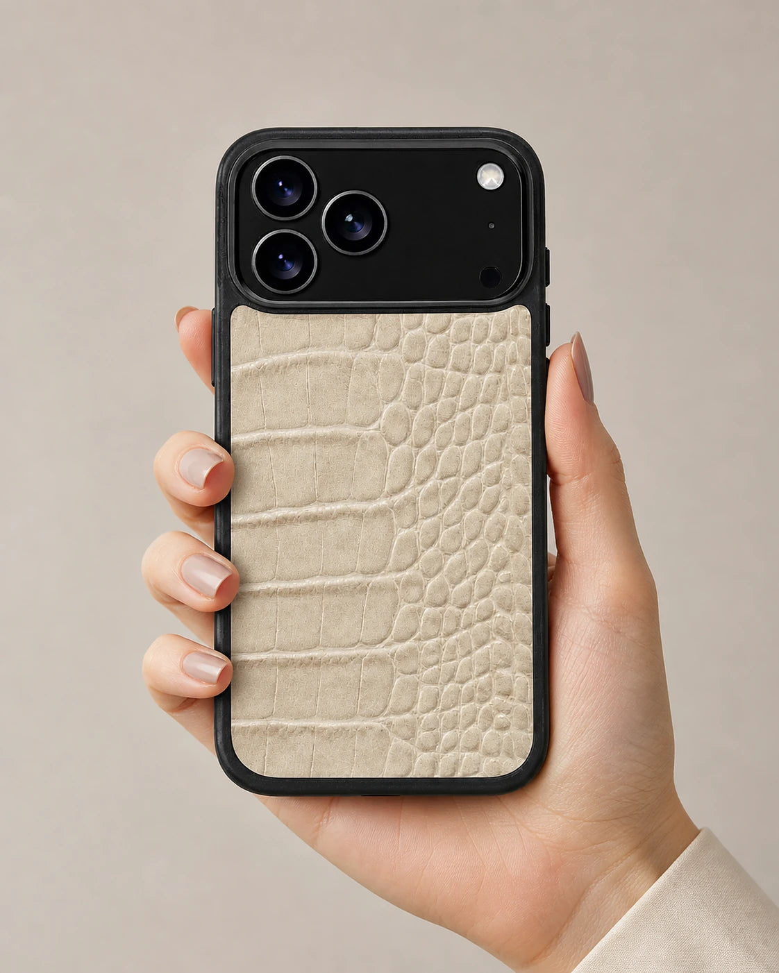 Deri iPhone Kılıfı | Bej Mat Croco | Havuz