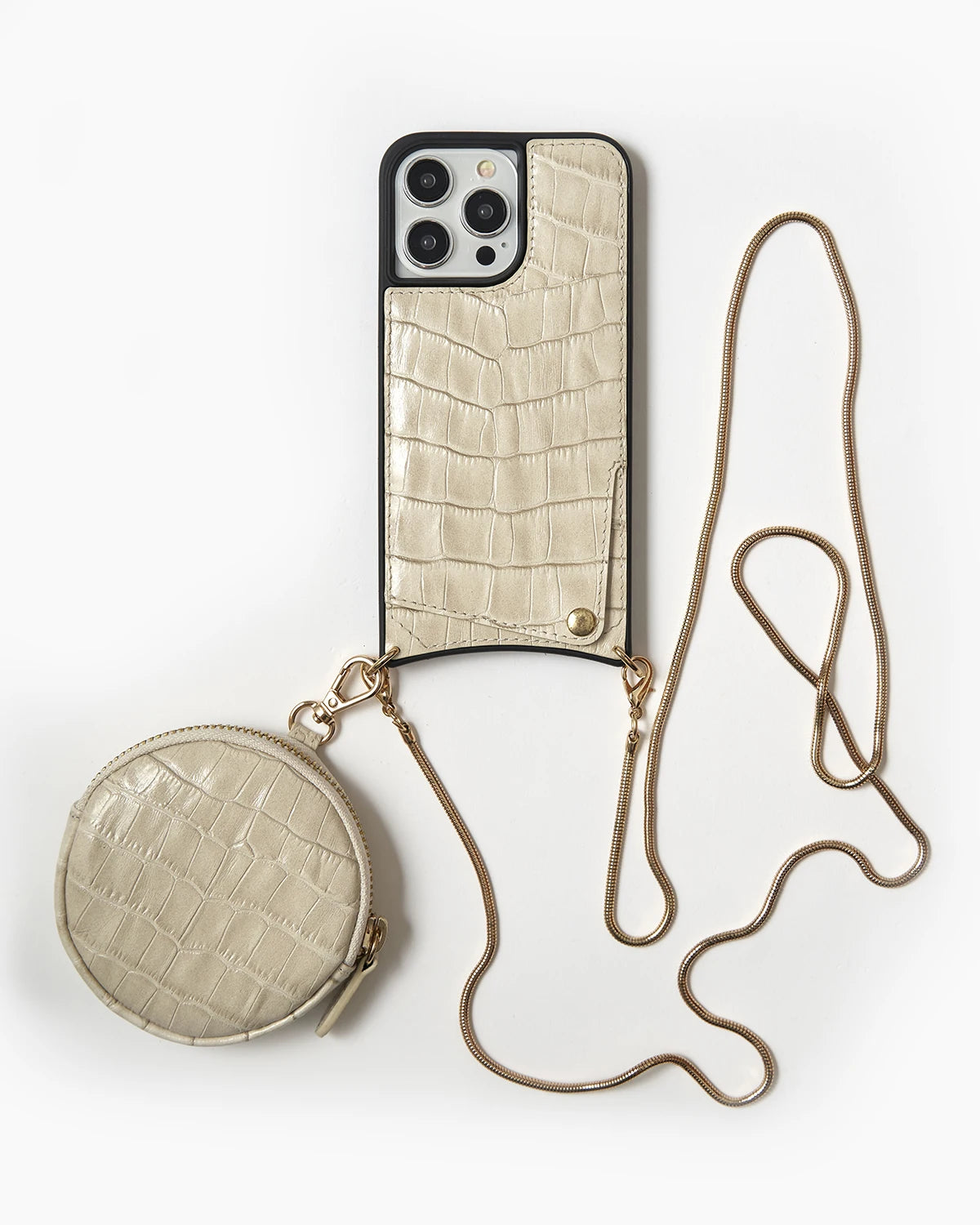 Bej Croco Mini Cüzdan