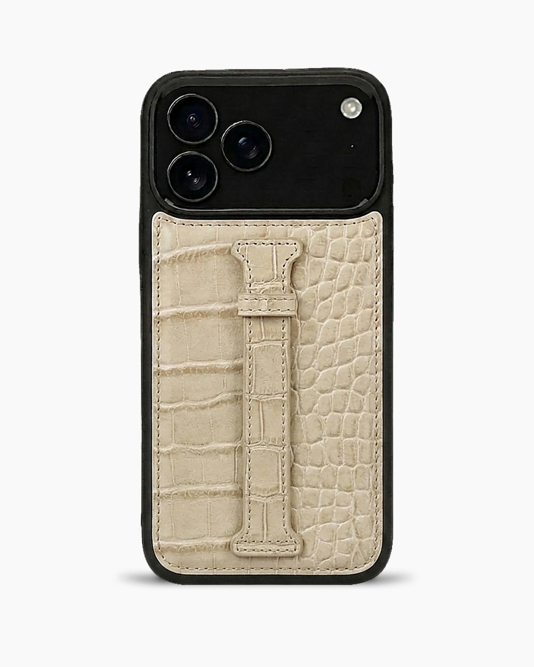 Kemerli iPhone Kılıfı | Bej Croco