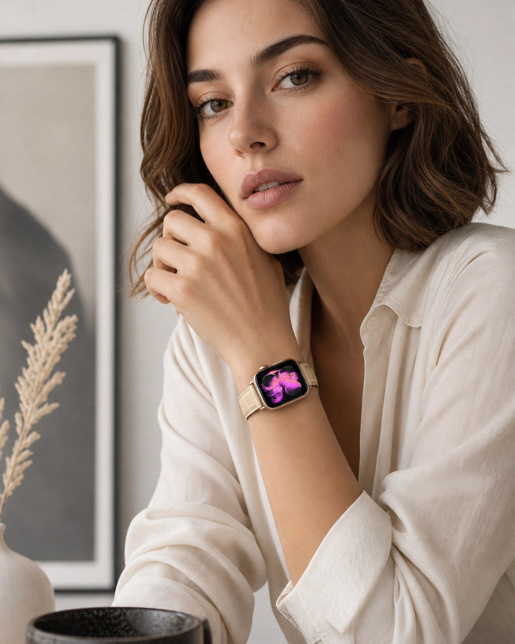 Apple Watch Deri Kordon | Bej Rugan Croco