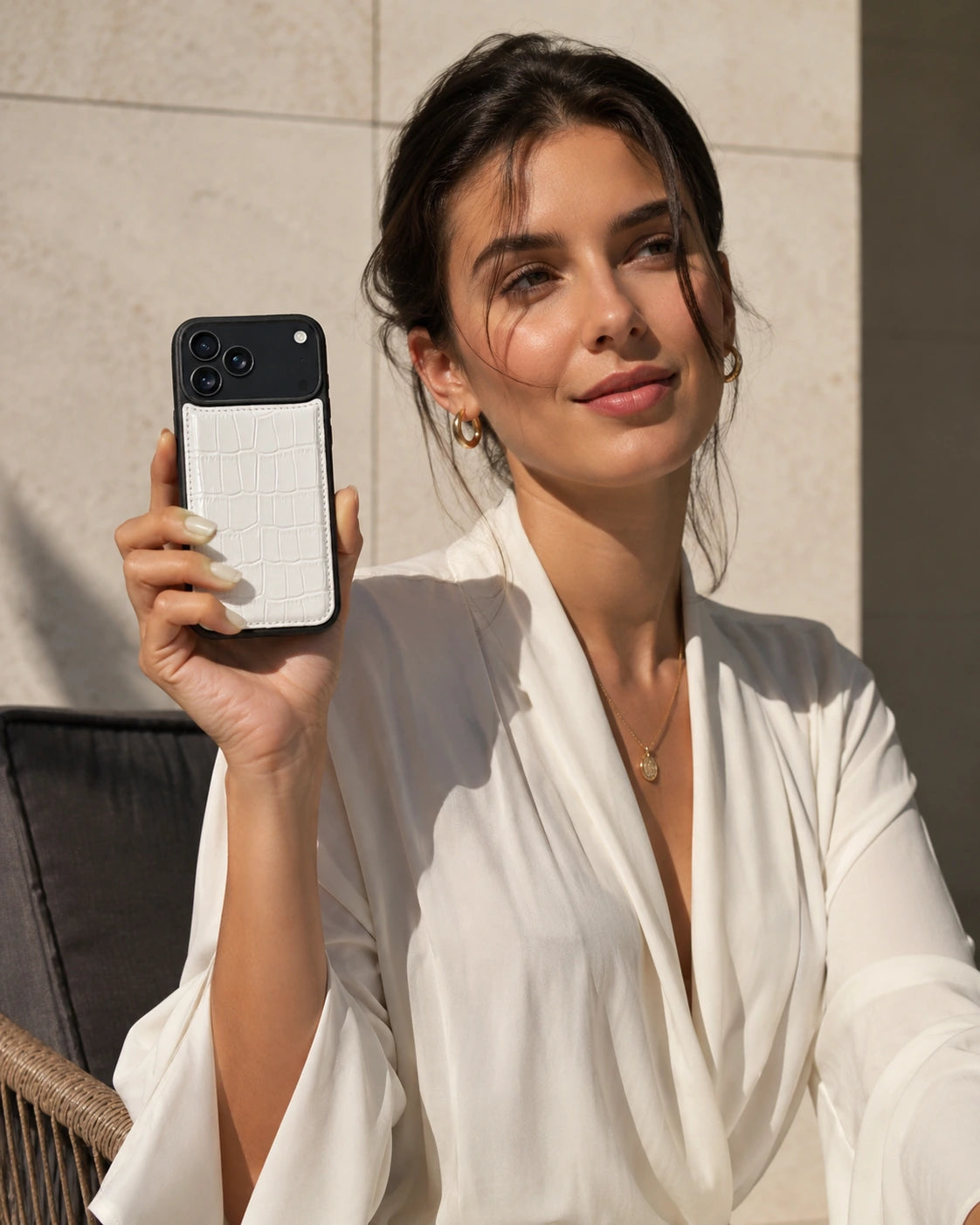 Premium iPhone Kılıfı | Beyaz Croco