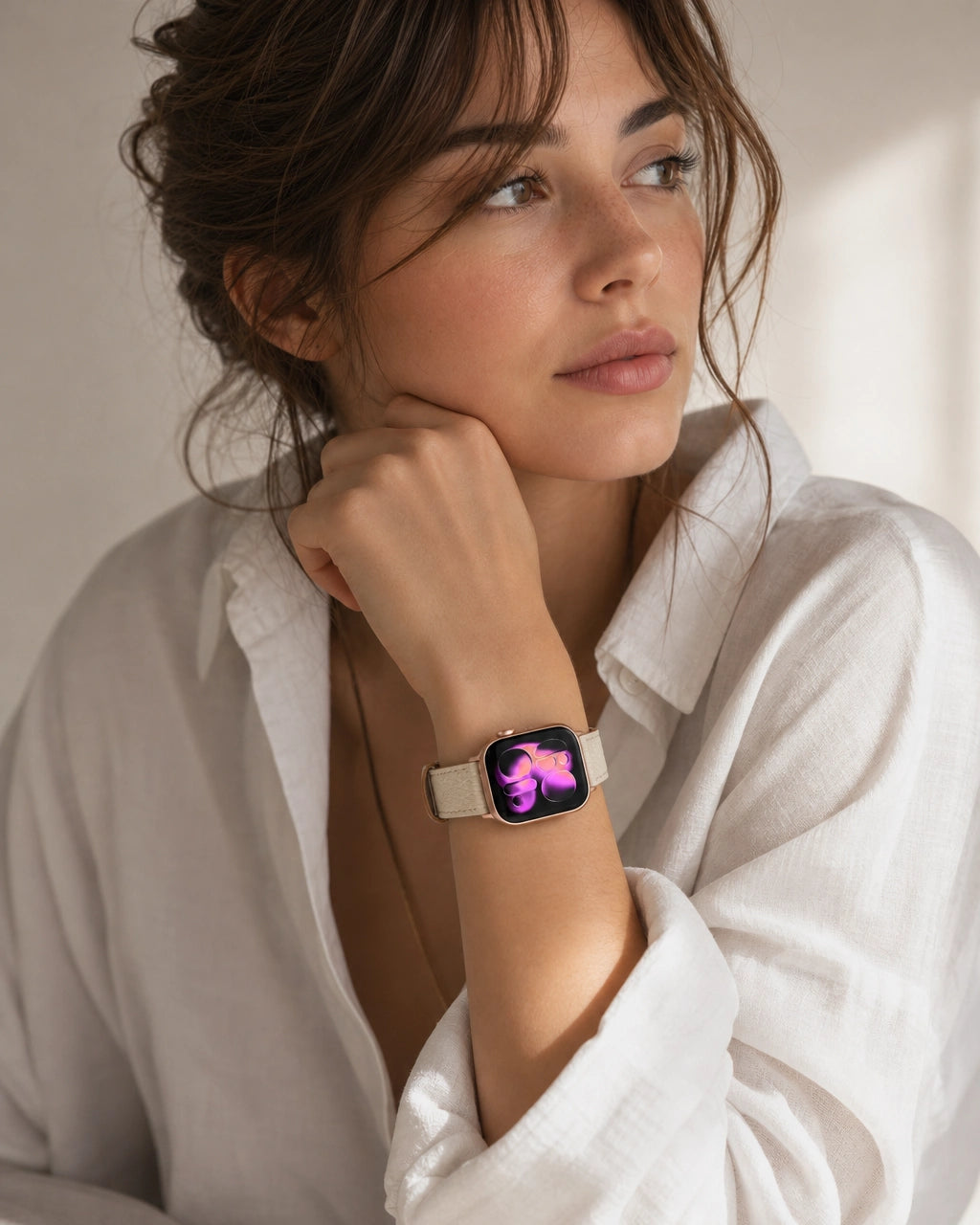 Apple Watch Deri Kordon | Beyaz Togo