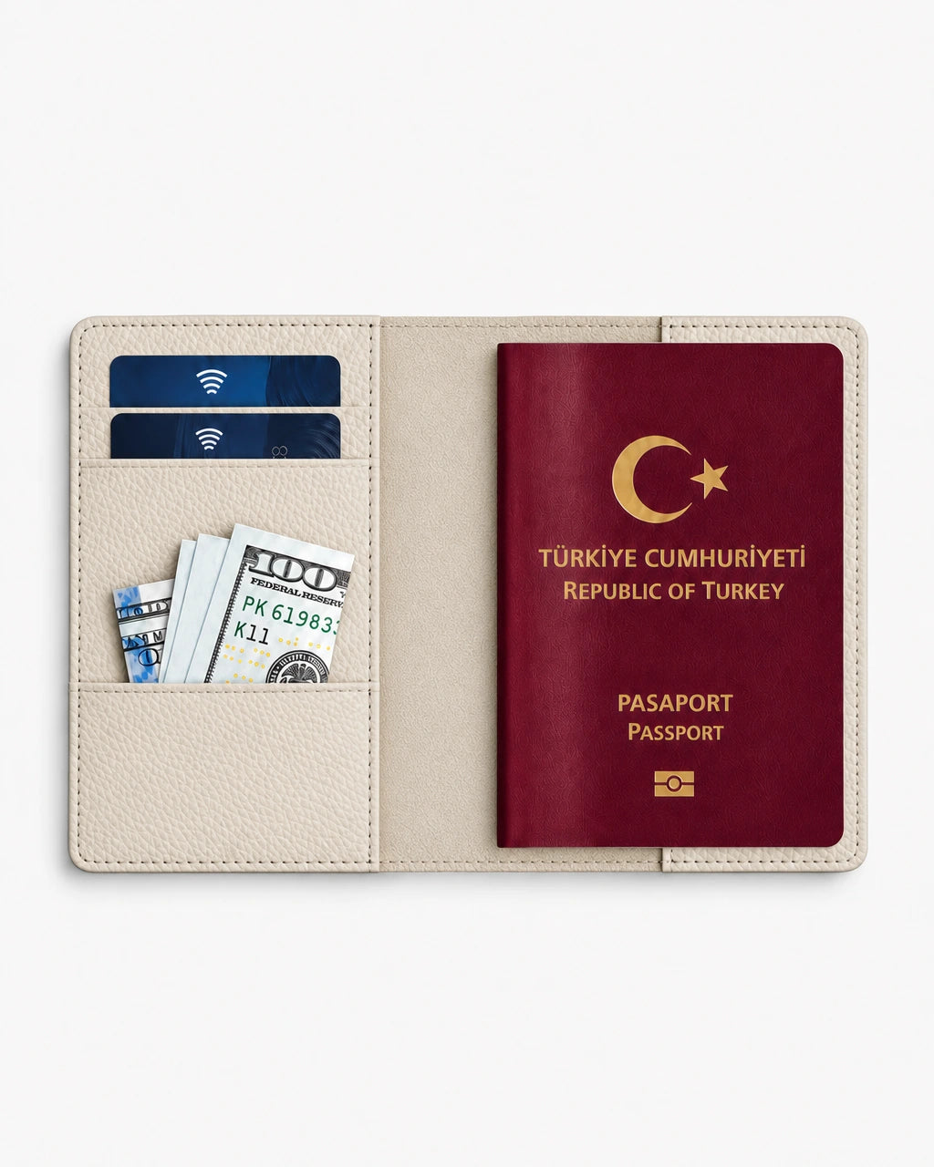 Beyaz Togo deri pasaport kılıfı - görsel 4