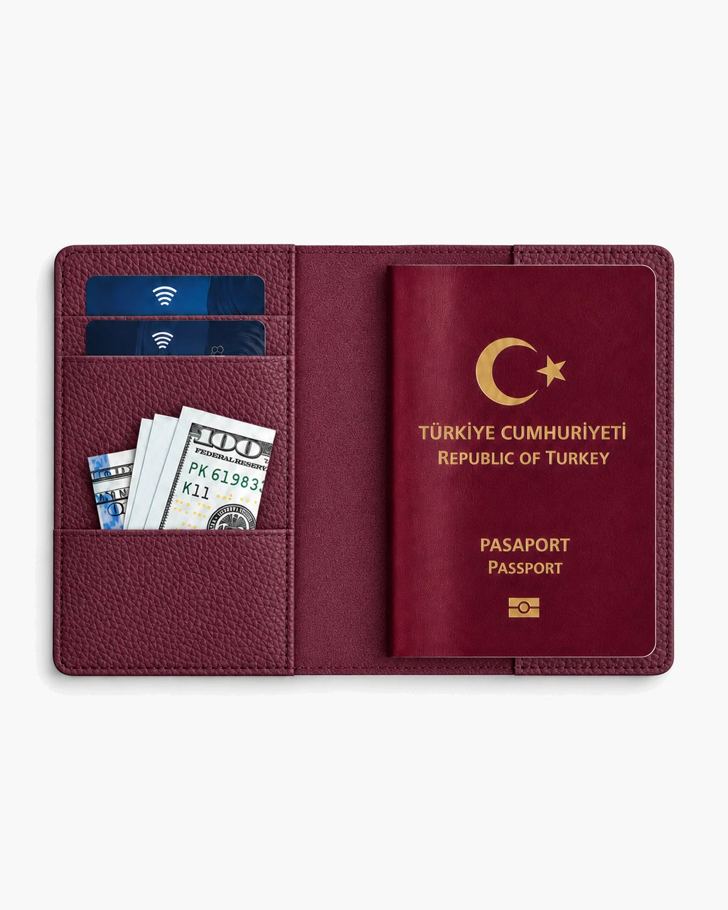 Bordo Togo deri pasaport kılıfı - görsel 4