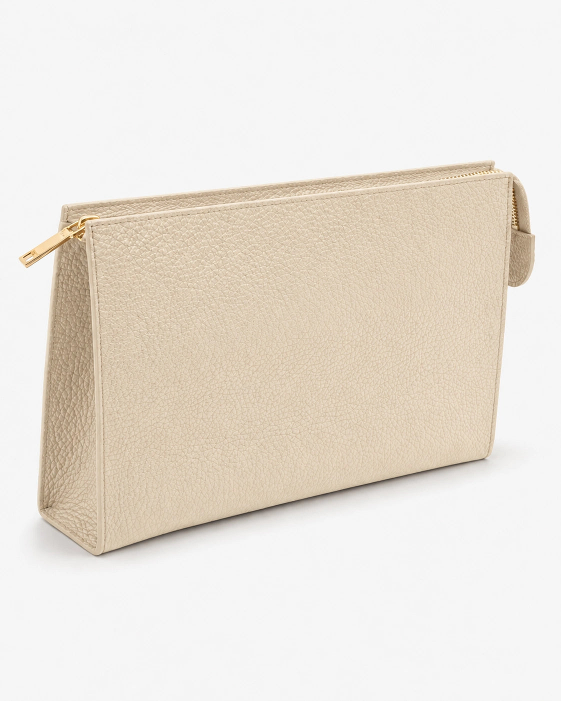 Bej Dokulu Deri Clutch Çanta