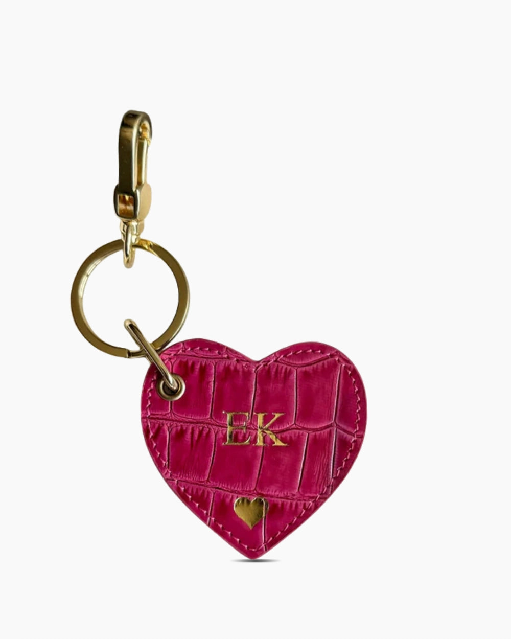 Deri Kalp Anahtarlık | Fuşya Croco