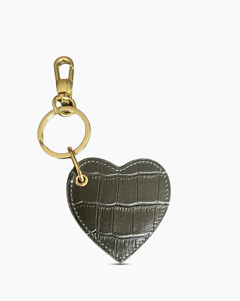 Deri Kalp Anahtarlık | Gri Croco