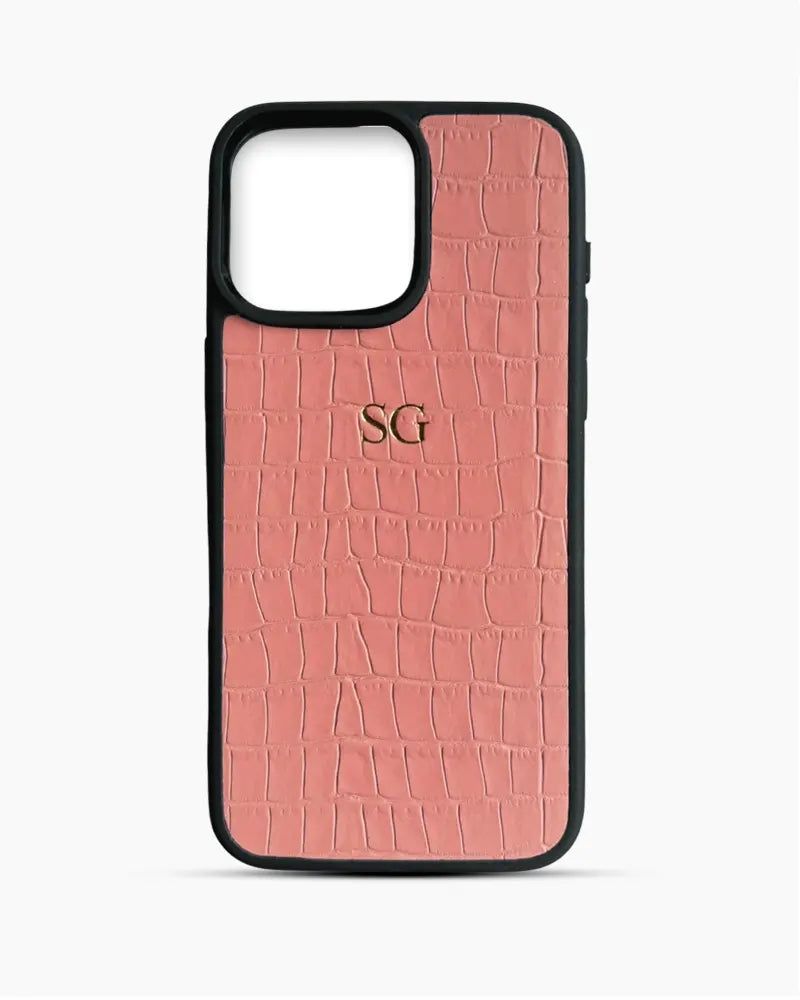 Somon Mat Croco Deri iPhone Kılıfı