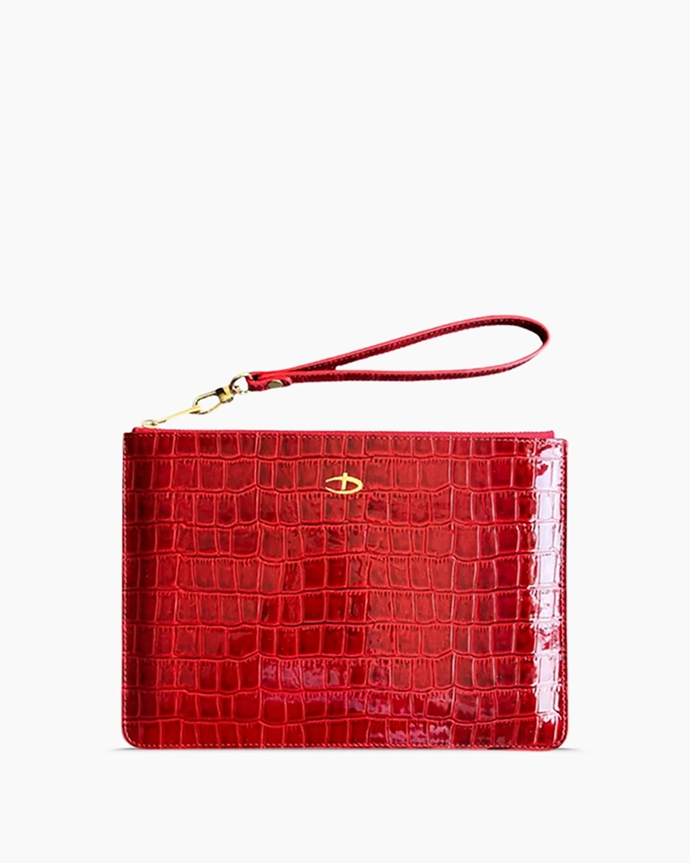 Deri Clutch Canta | Kırmızı Rugan Croco
