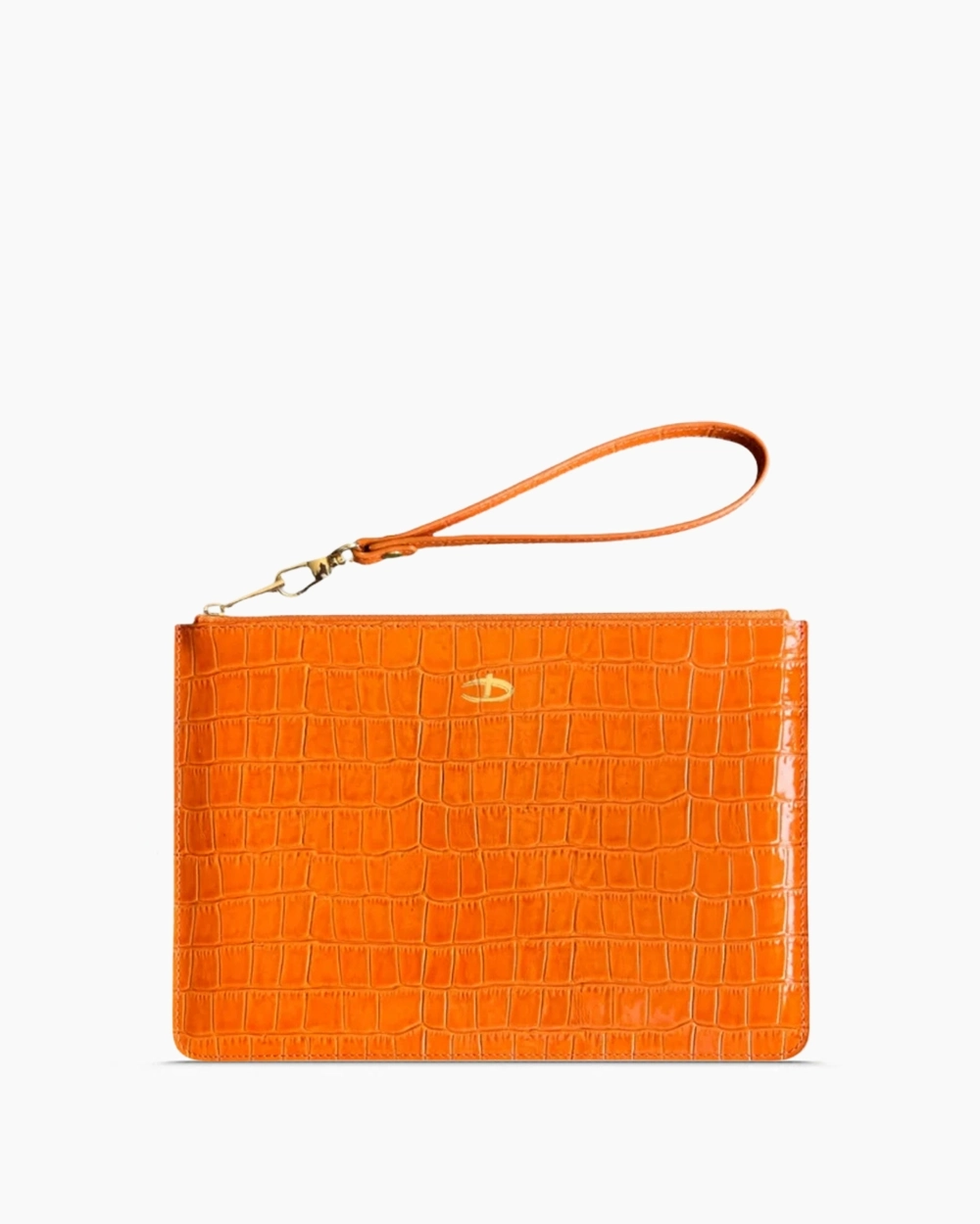 Deri Clutch Çanta | Turuncu Rugan Croco