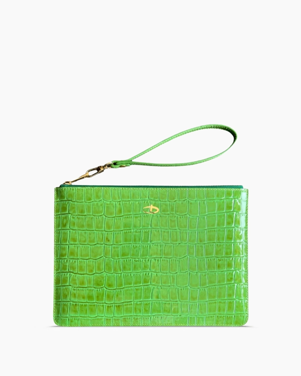 Deri Clutch Çanta | Yeşil Rugan Croco