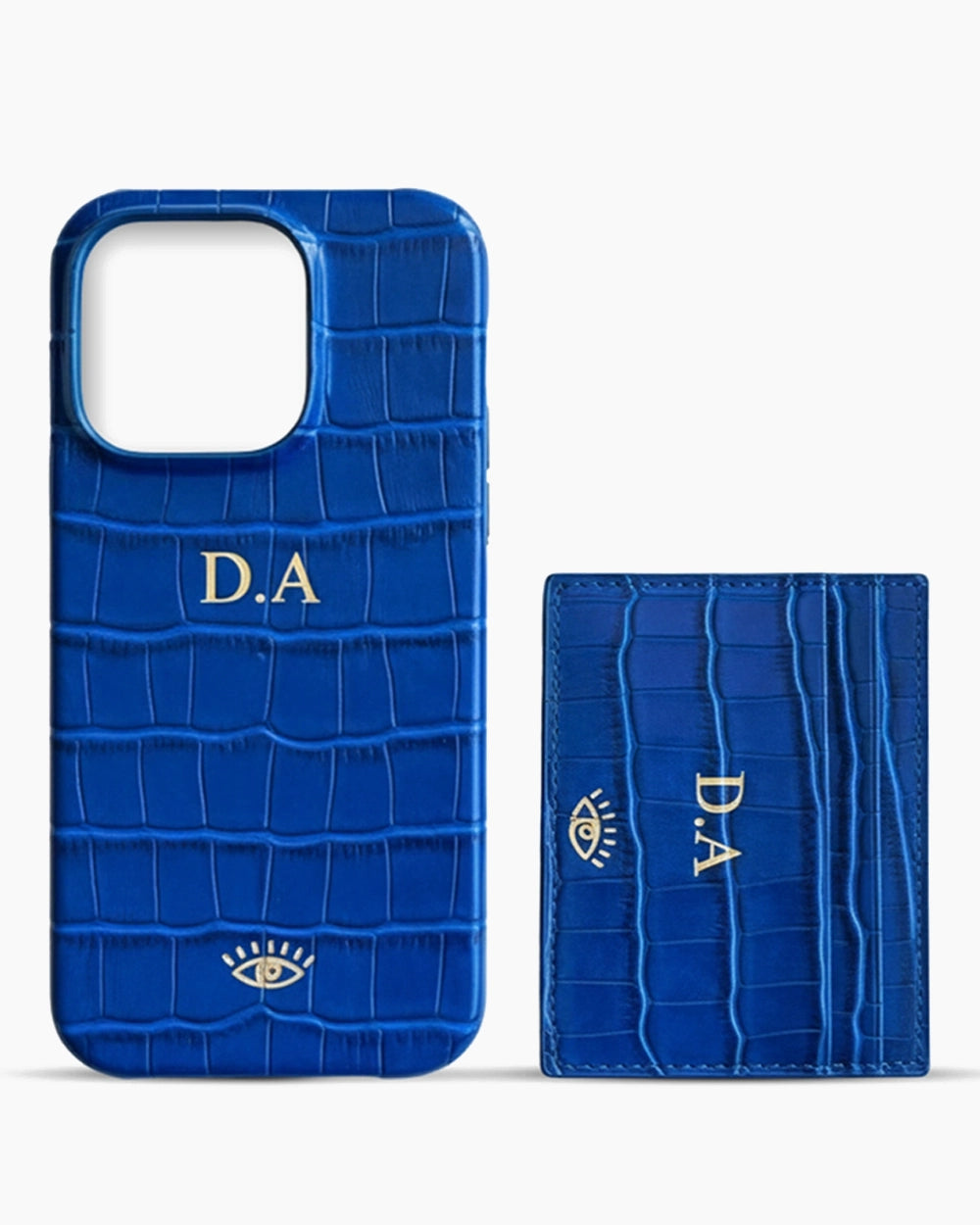 iPhone Kılıfı ve Kartlık Seti | Saks Mavi Croco