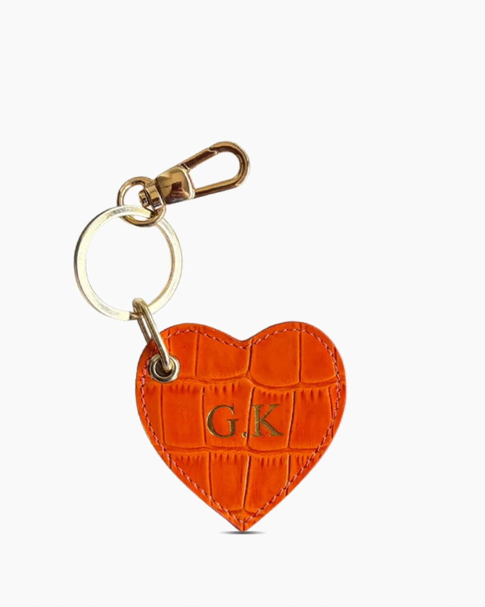 Deri Kalp Anahtarlık | Turuncu Croco