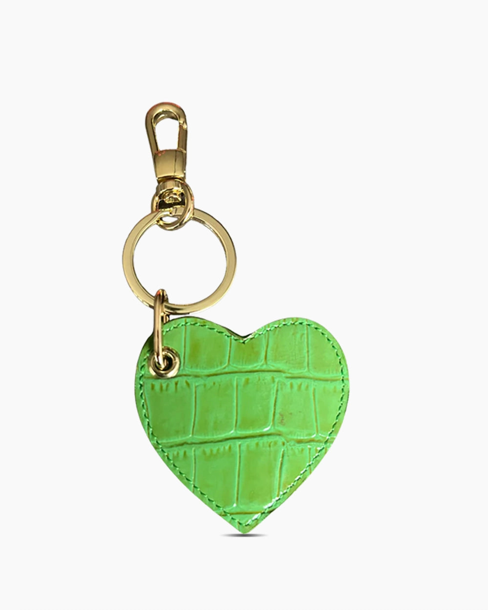 Deri Kalp Anahtarlık | Açık Yeşil Croco