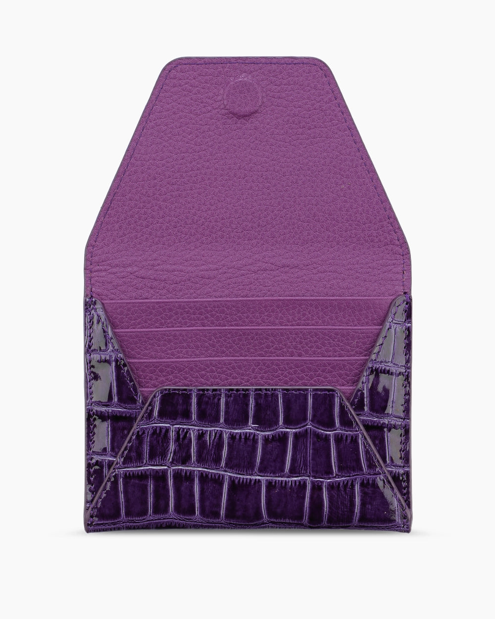 Deri Küçük Zarf Cüzdan | Mor Rugan Croco