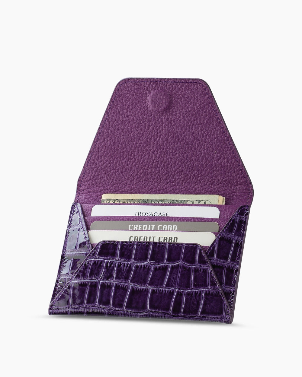 Deri Küçük Zarf Cüzdan | Mor Rugan Croco