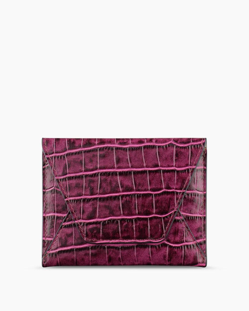 Deri Küçük Zarf Cüzdan | Mürdüm Croco