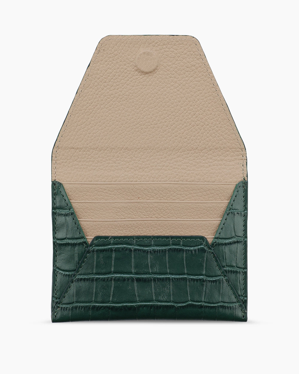 Deri Küçük Zarf Cüzdan | Zümrüt Yeşili Croco