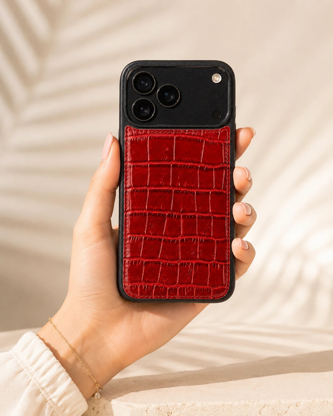 Premium iPhone Kılıfı | Kırmızı Rugan Croco