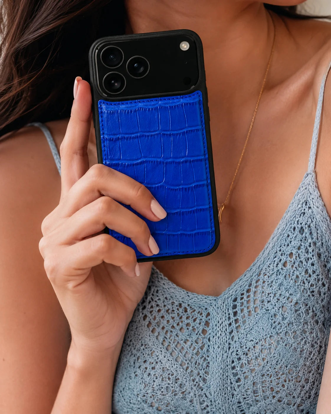 Premium iPhone Kılıfı | Emerald Mavi Croco