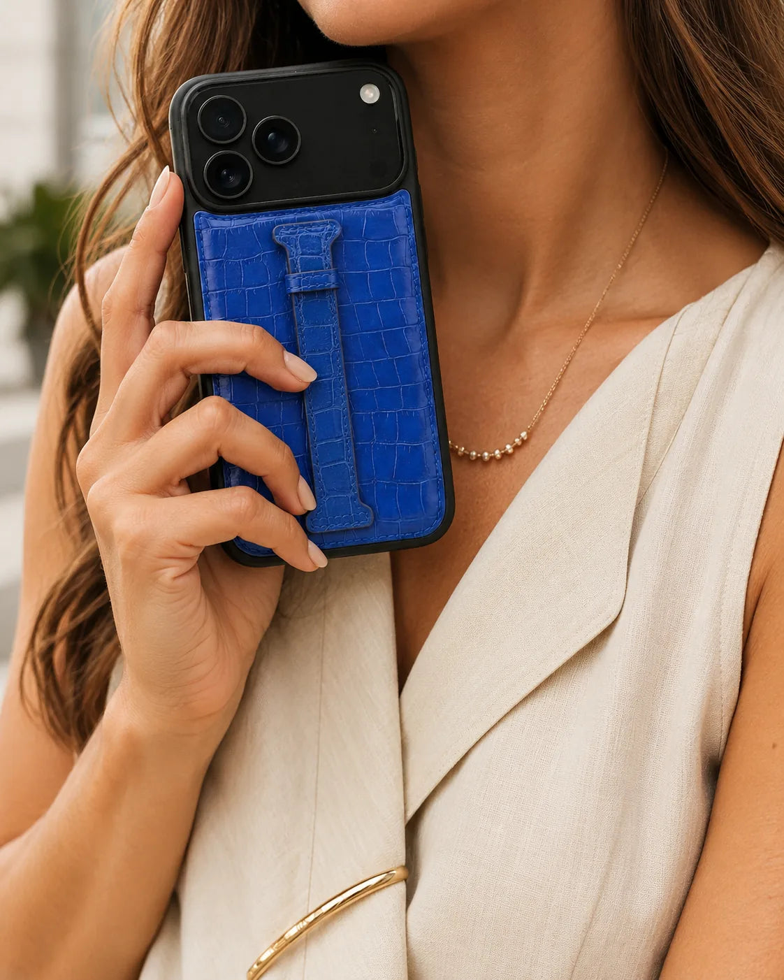 Kemerli iPhone Kılıfı | Emerald Mavi Croco