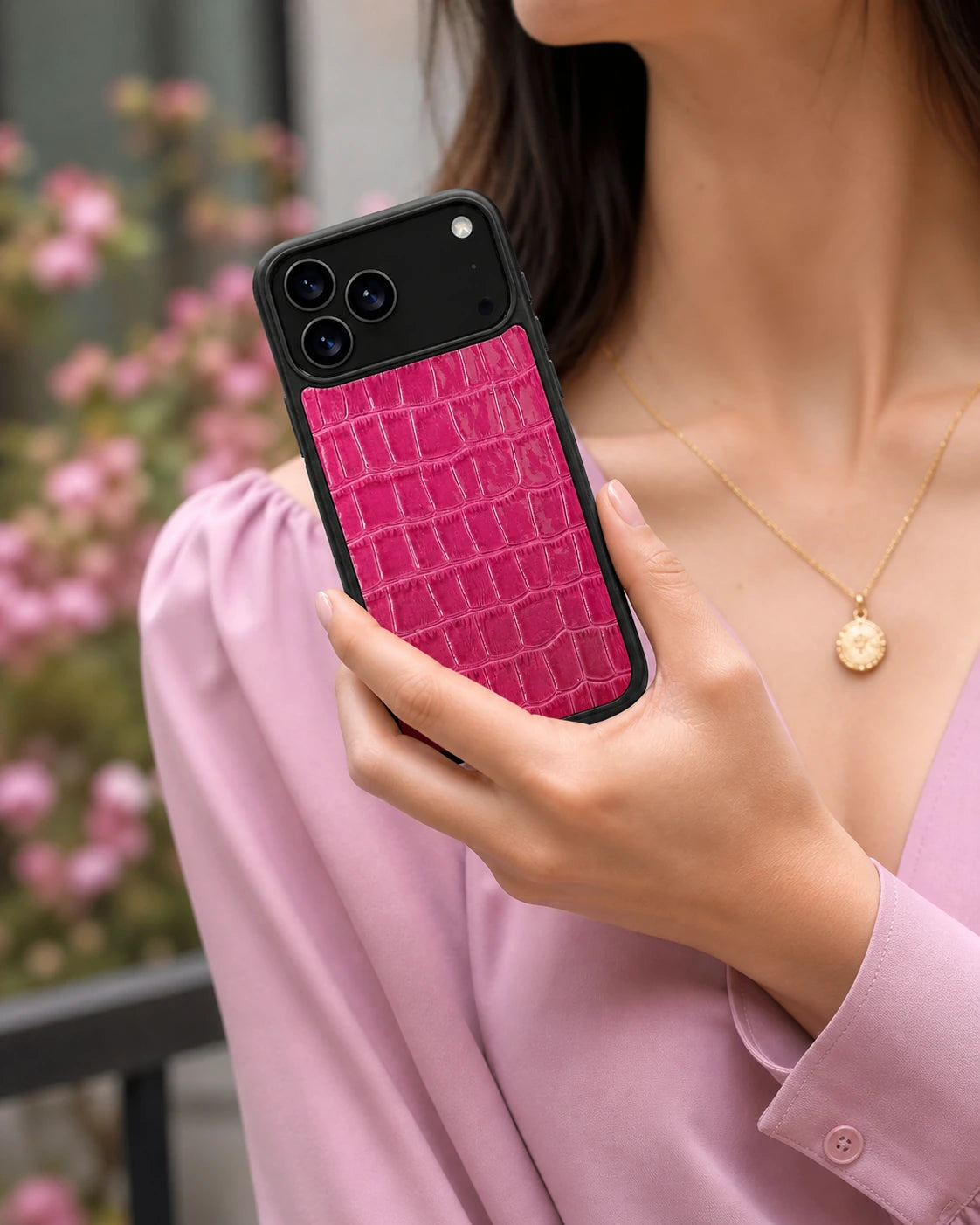 Deri iPhone Kılıfı | Fuşya Croco | Havuz