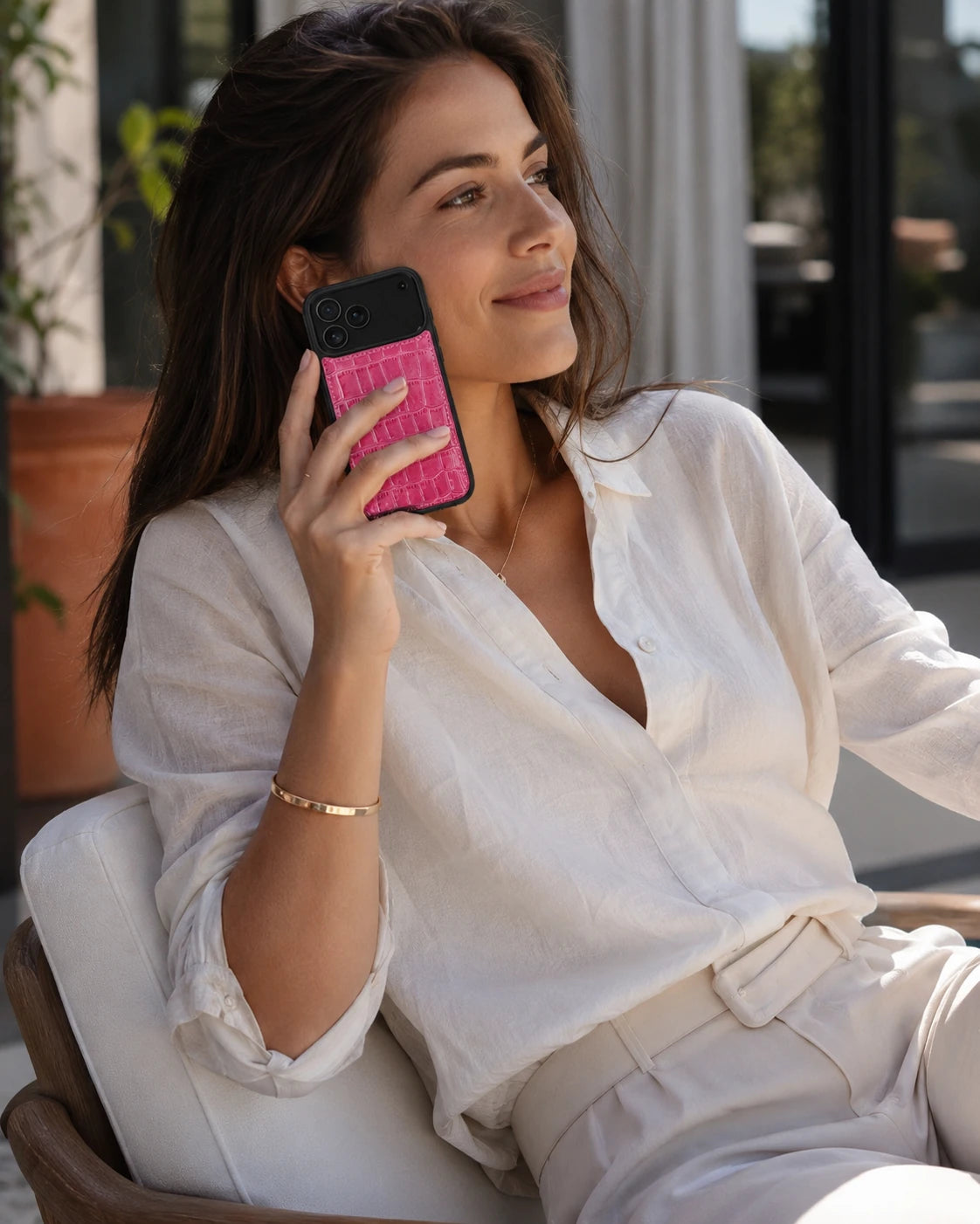 Premium iPhone Kılıfı | Fuşya Croco