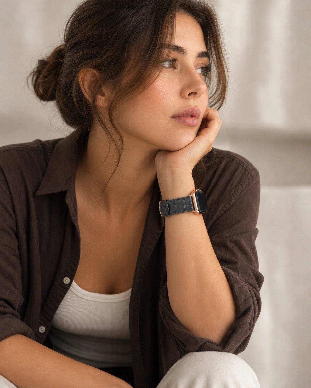 Apple Watch Deri Kordon | Gri Mat Croco