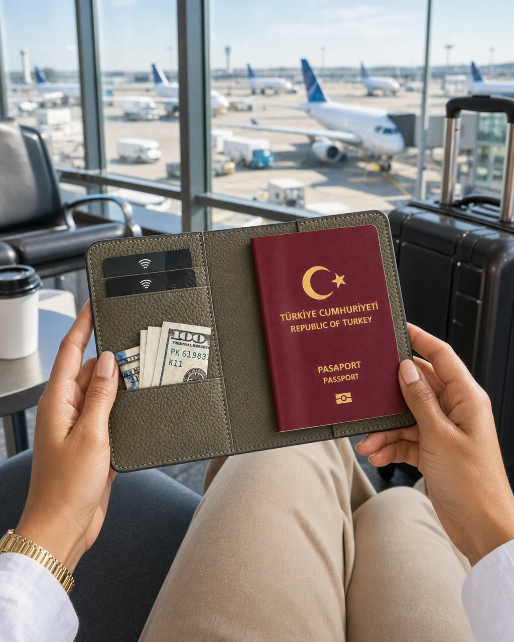 Haki Togo deri pasaport kılıfı - görsel 3