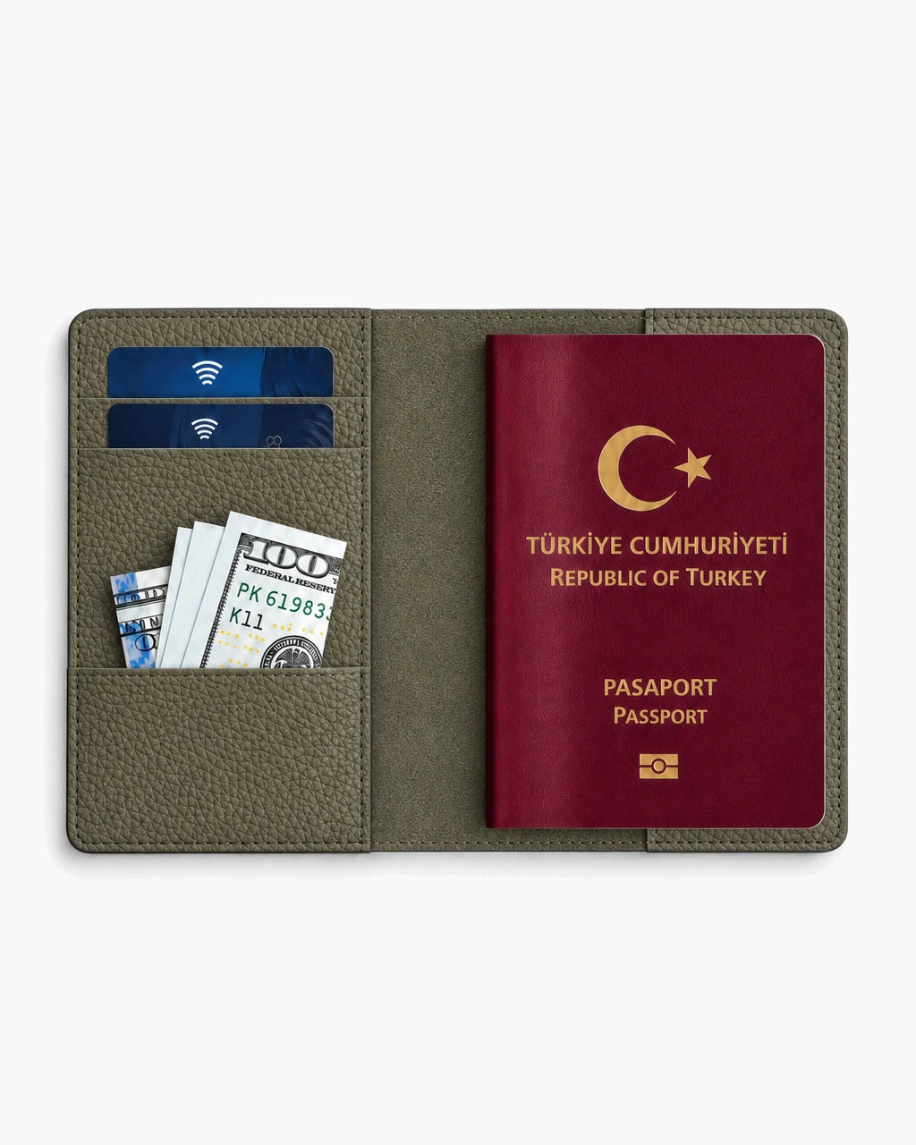 Haki Togo deri pasaport kılıfı - görsel 4