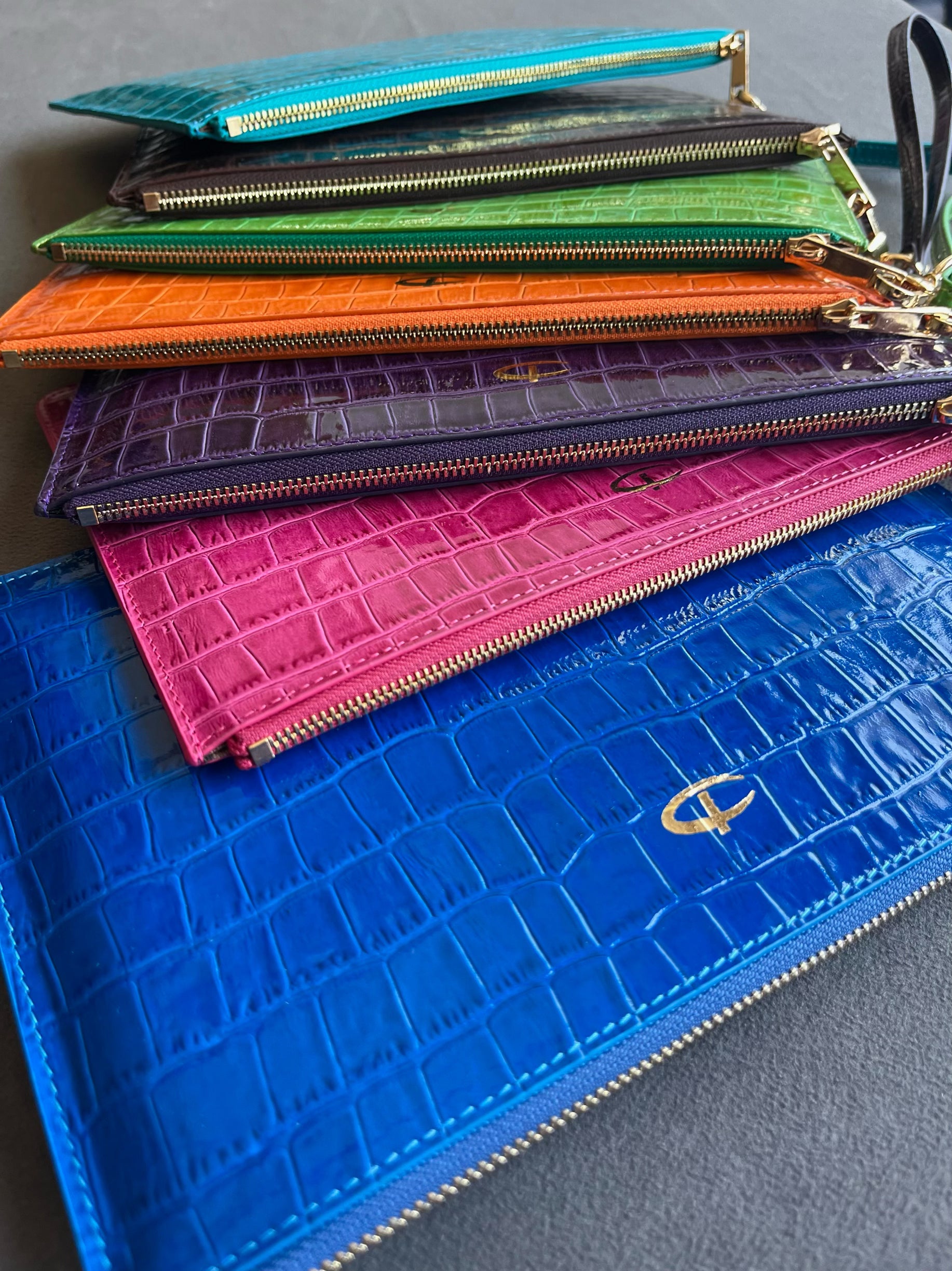 Deri Clutch Rugan Yeşil Croco