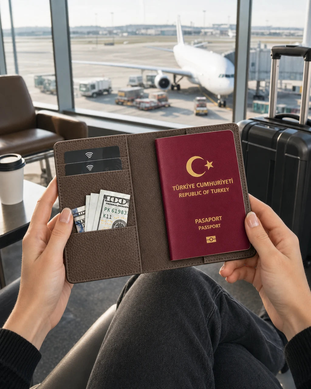 Kahve Togo deri pasaport kılıfı - görsel 3
