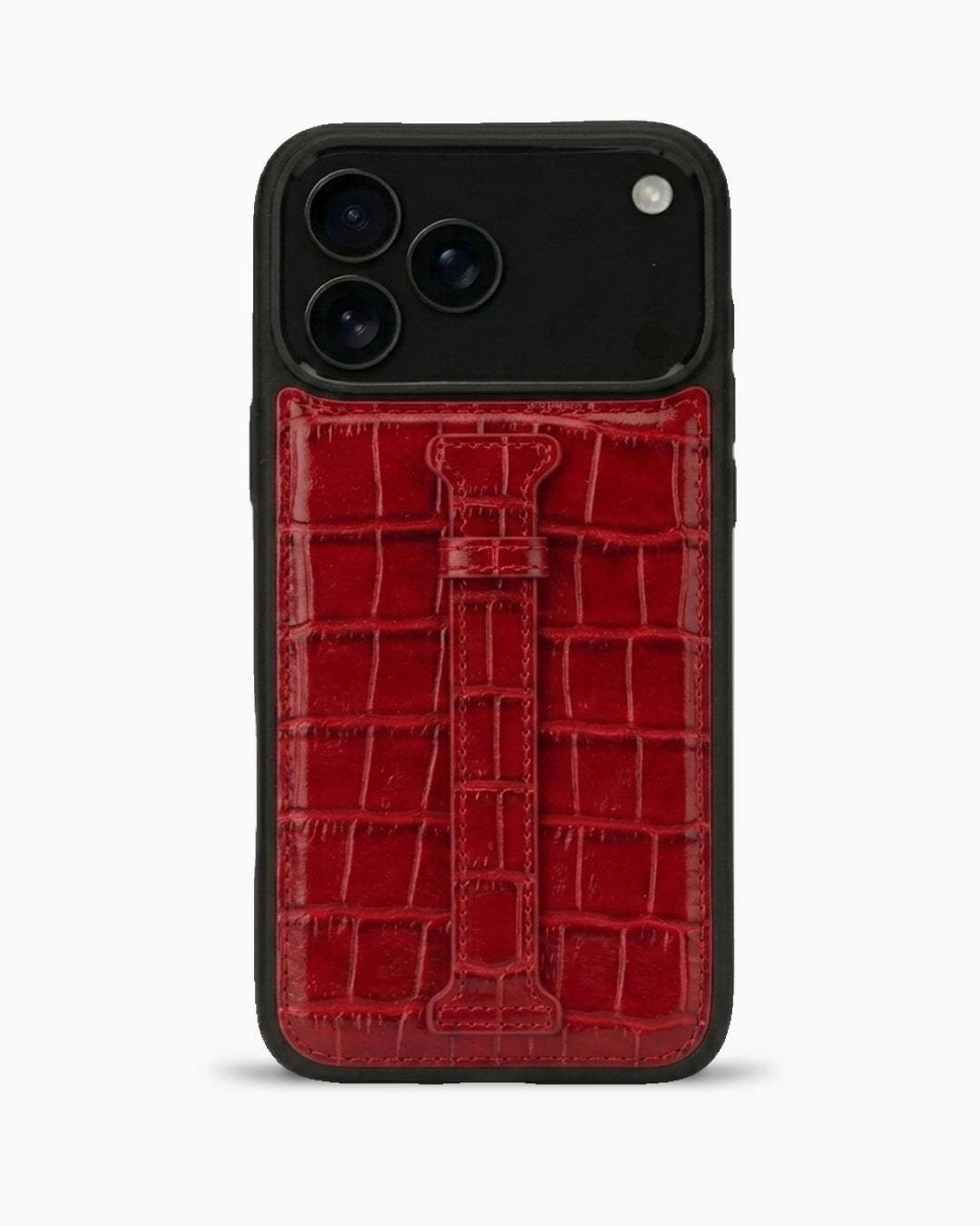 Kemerli iPhone Kılıfı | Kırmızı Rugan Croco