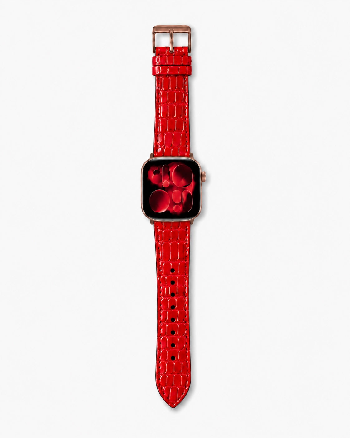 Apple Watch Deri Kordon | Kırmızı Rugan Küçük Croco