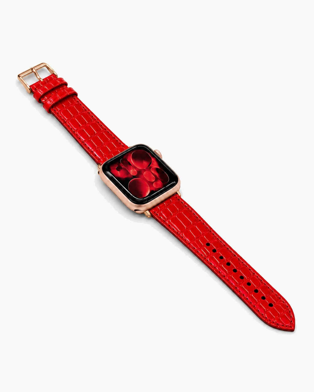Apple Watch Deri Kordon | Kırmızı Rugan Küçük Croco