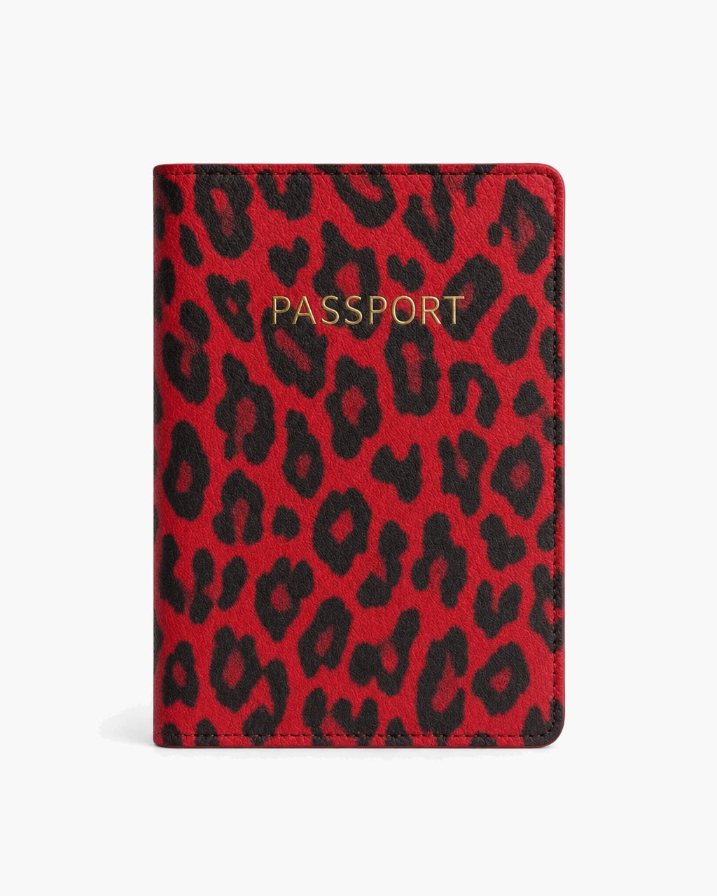 Kırmızı Leopar deri pasaport kılıfı - görsel 1