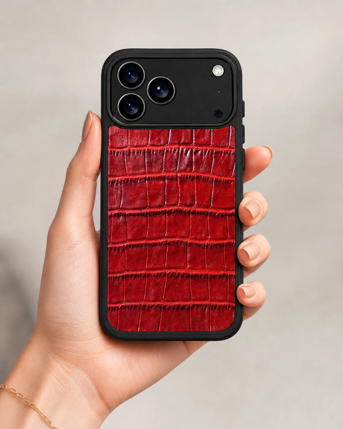 Deri iPhone Kılıfı | Kırmızı Mat Croco | Havuz