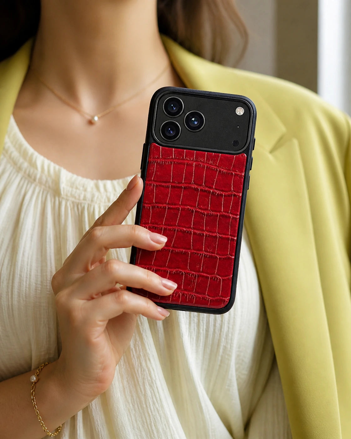 Deri iPhone Kılıfı | Kırmızı Rugan Croco | Havuz