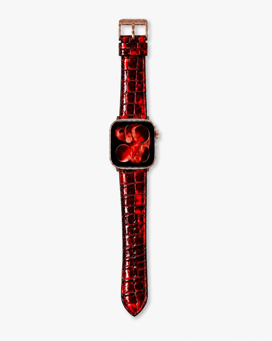 Apple Watch Deri Kordon | Kırmızı-Siyah Küçük Croco