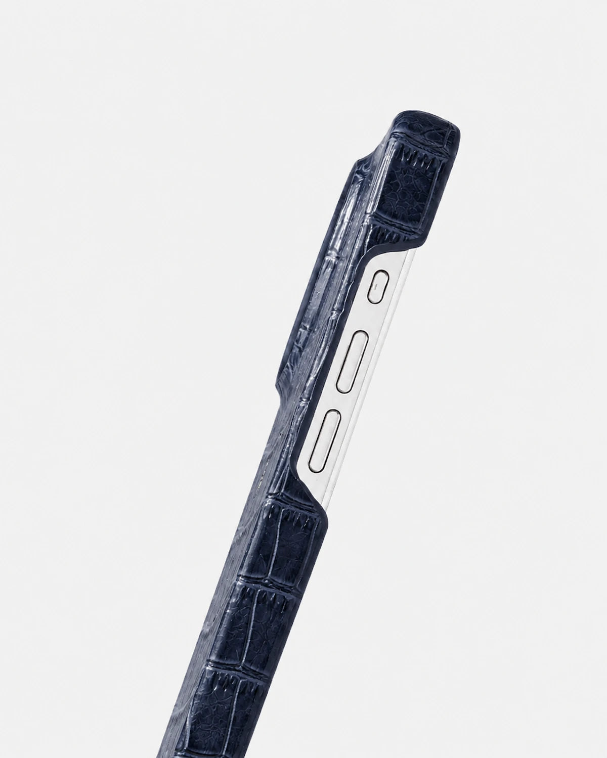 Koyu Lacivert Mat Croco Deri iPhone Kılıfı