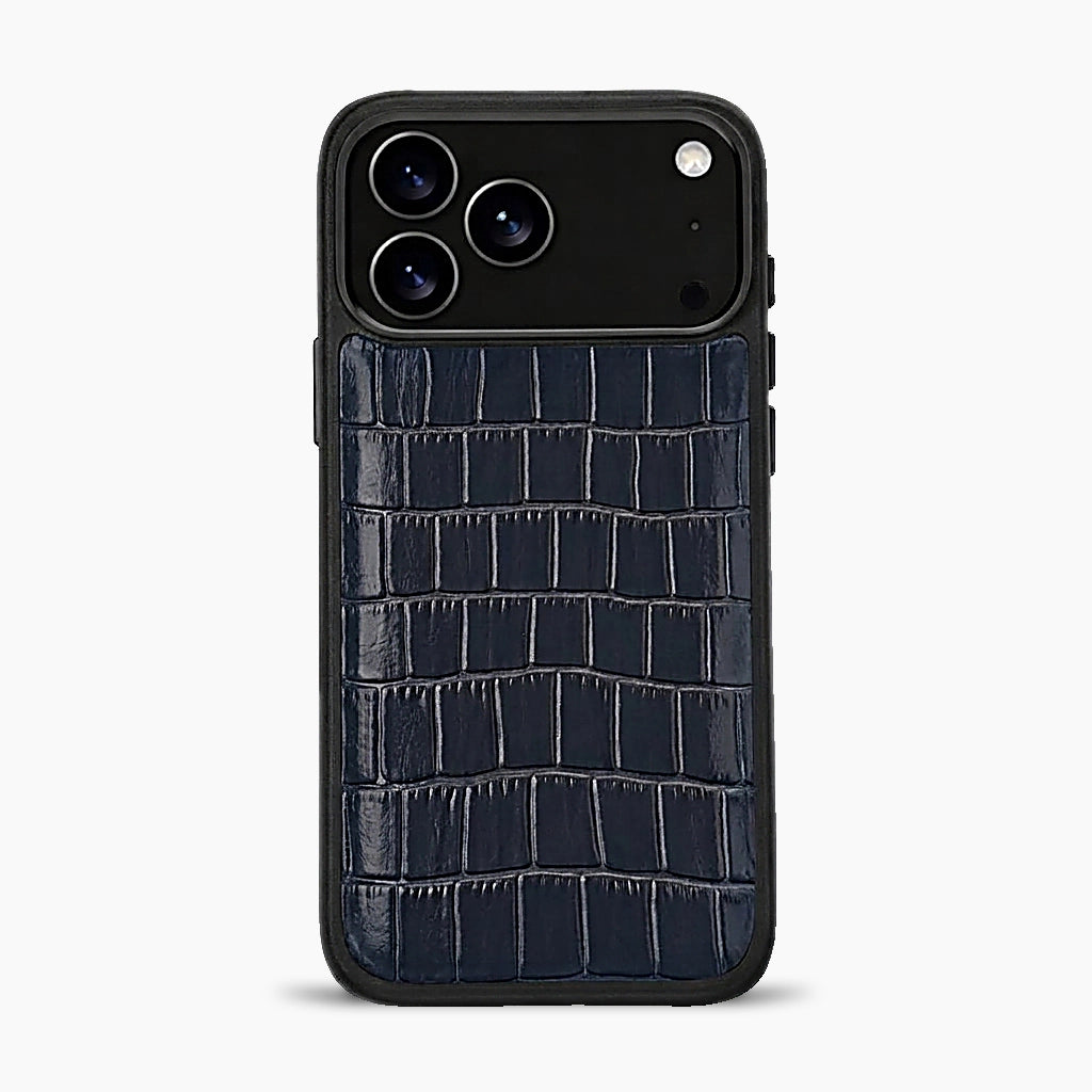 Deri iPhone Kılıfı | Koyu Lacivert Mat Croco | Havuz
