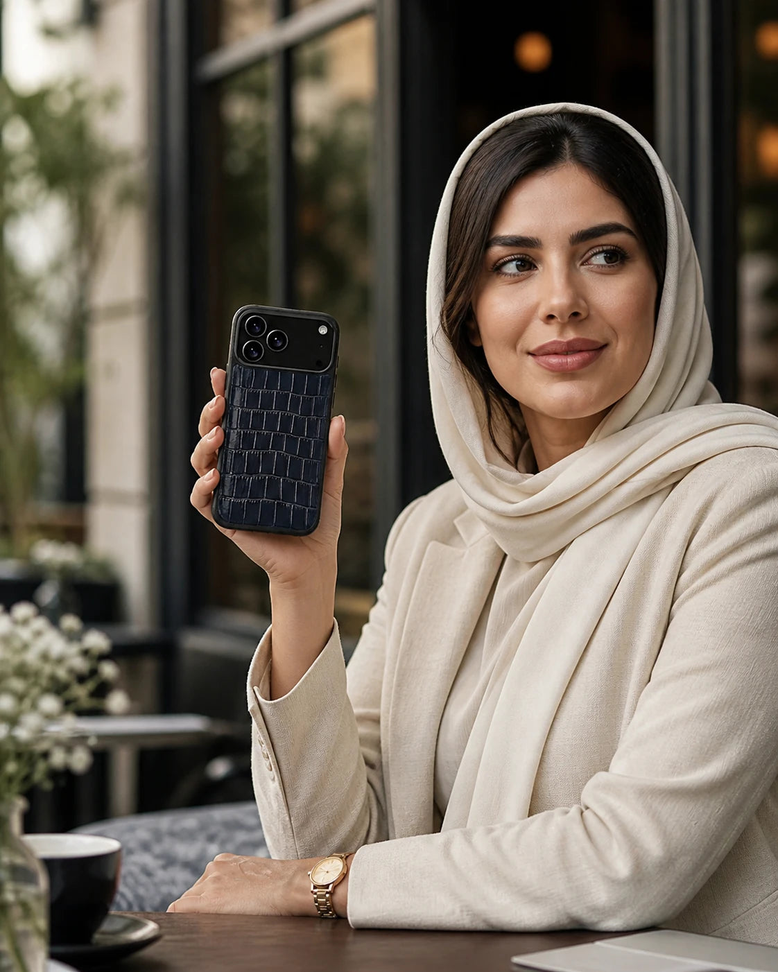 Deri iPhone Kılıfı | Koyu Lacivert Mat Croco | Havuz