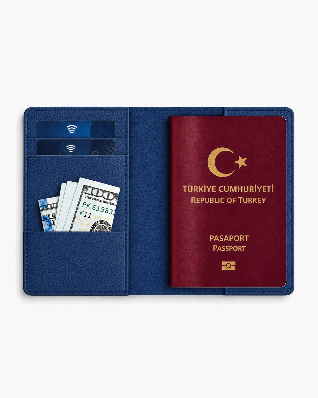 Koyu Mavi Togo deri pasaport kılıfı - görsel 4