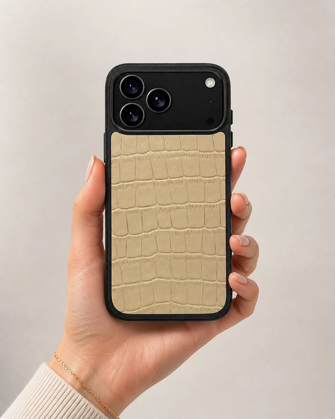 Deri iPhone Kılıfı | Krem Mat Croco | Havuz