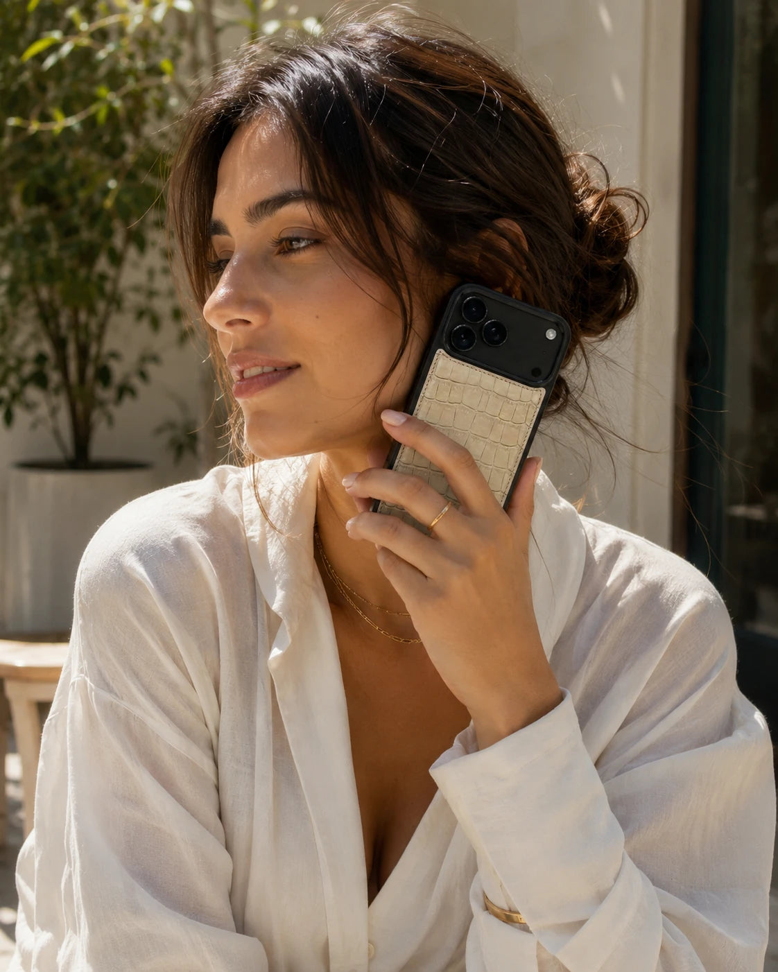 Premium iPhone Kılıfı | Krem Mat Croco