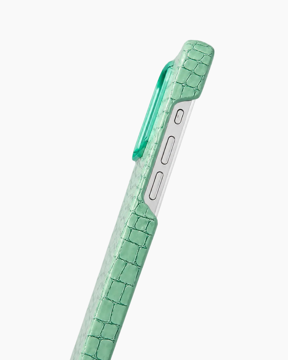 Su Yeşili Küçük Croco Deri iPhone Kılıfı