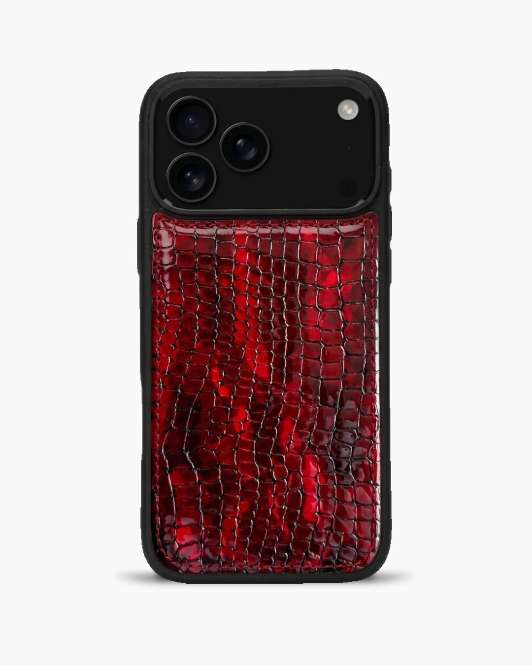 Premium iPhone Kılıfı | Kırmızı Siyah Küçük Croco