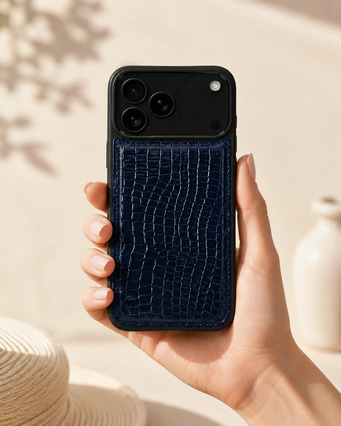 Premium iPhone Kılıfı | Lacivert Küçük Croco